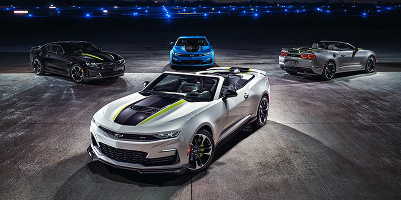Camaro car models with different colors