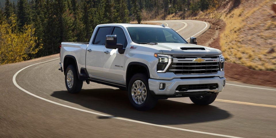 Silverado 2500HD model drives along the road